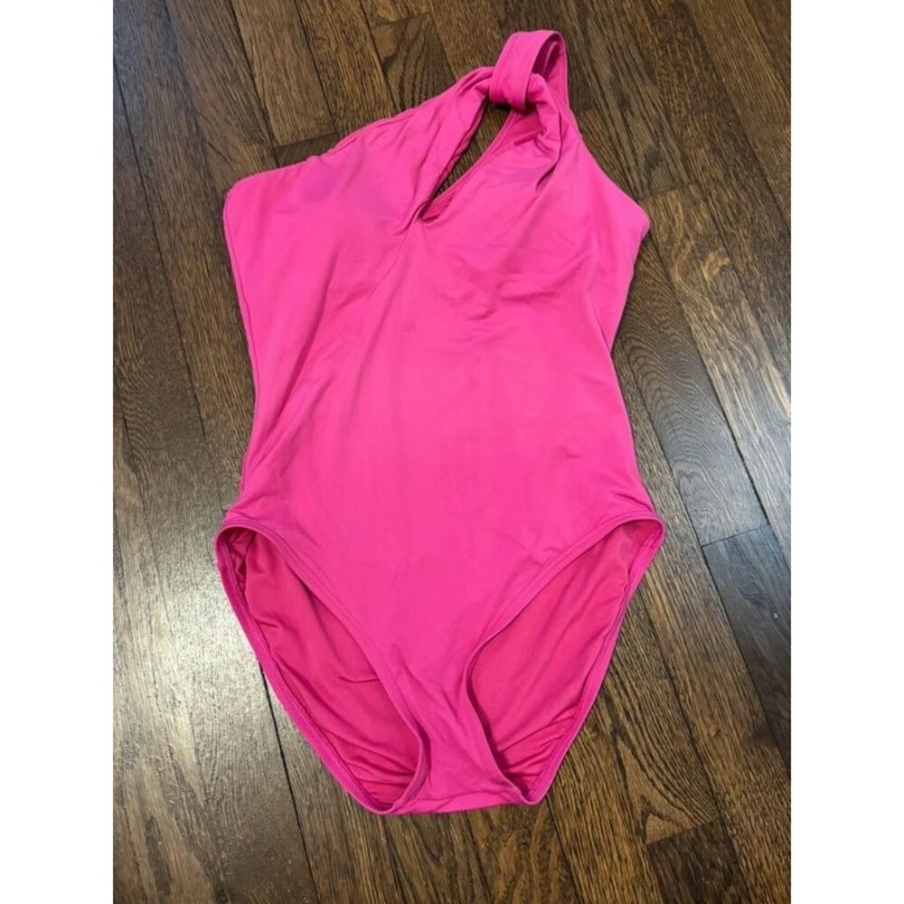 Carmen Marc Valvo Pink One Shoulder One Piece Swimsuit Women's Bathing Suit